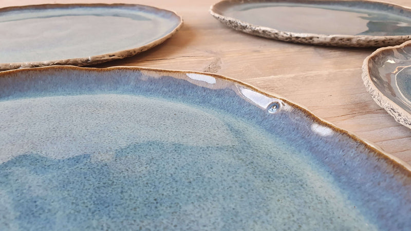 Seconds Speckled Blue dinner plates